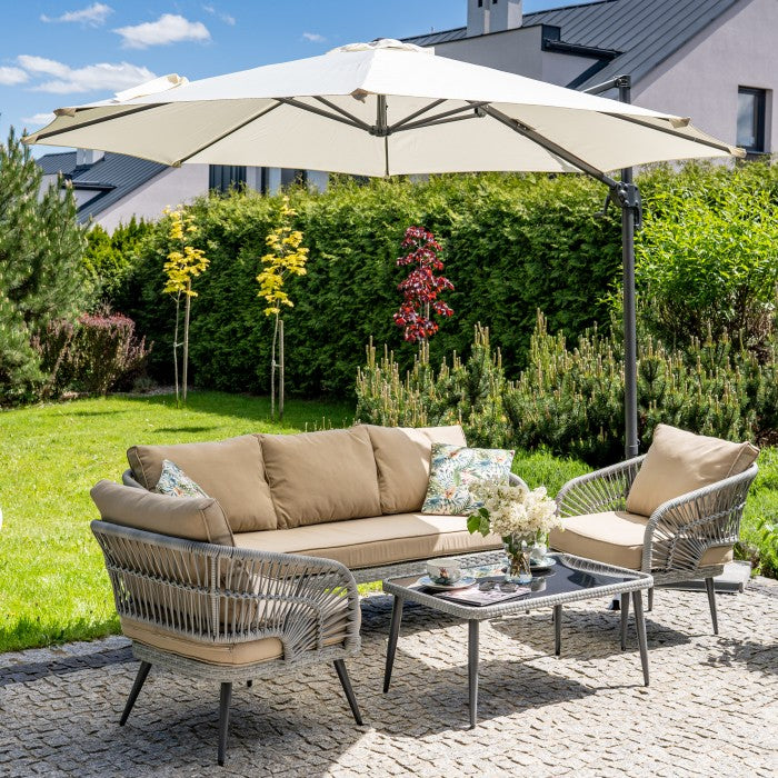 Haveparasol Österlen Beige Rund 3,5m