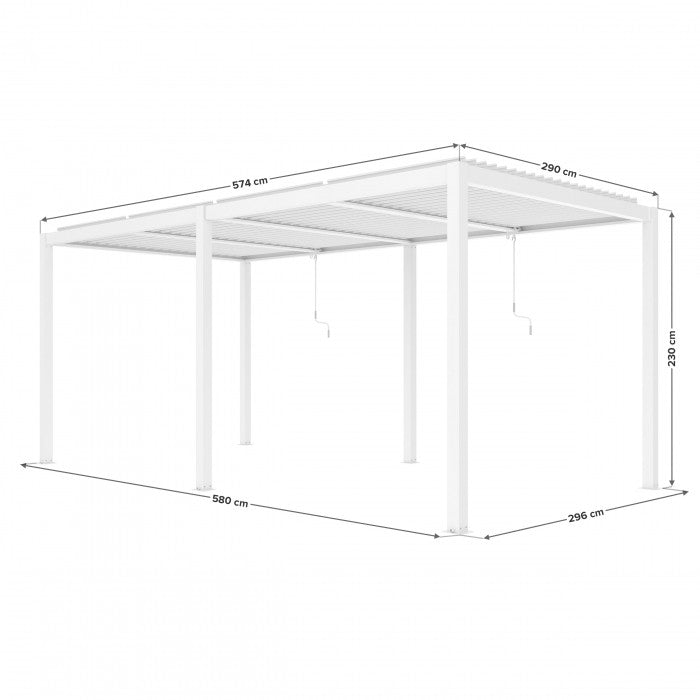 Pergola 5,8x3m hvid